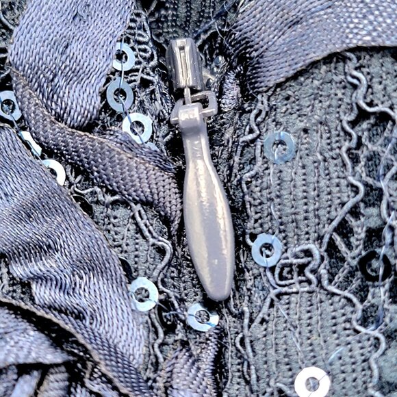 Alex Evenings Womens Navy Blue Lace Sequin Floral Midi Dress Size 14W - Picture 5 of 15